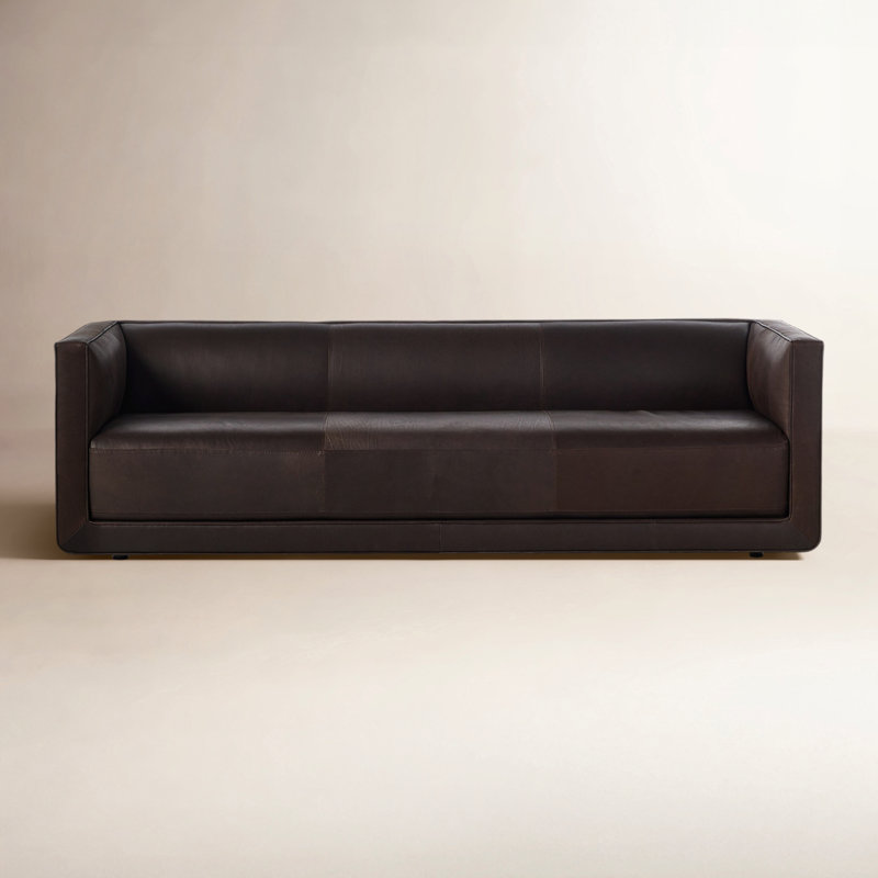 Gigi 95" Upholstered Sofa, Heirloom Cigar Top Grain Leather