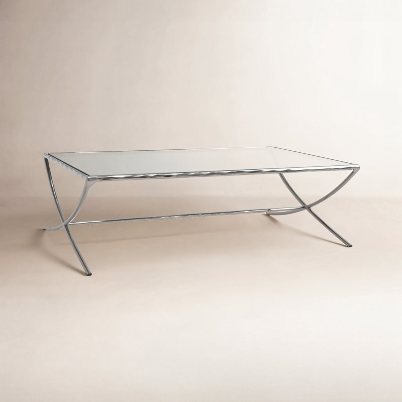 Evelynn Glass Top Coffee Table, Silver