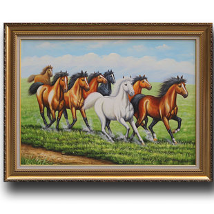 « huit chevaux », peinture encadrée
