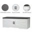 Banc de rangement à 2 niveaux Farmhouse avec coussin, porte d'entrée de grange avec tablettes réglables, blanc