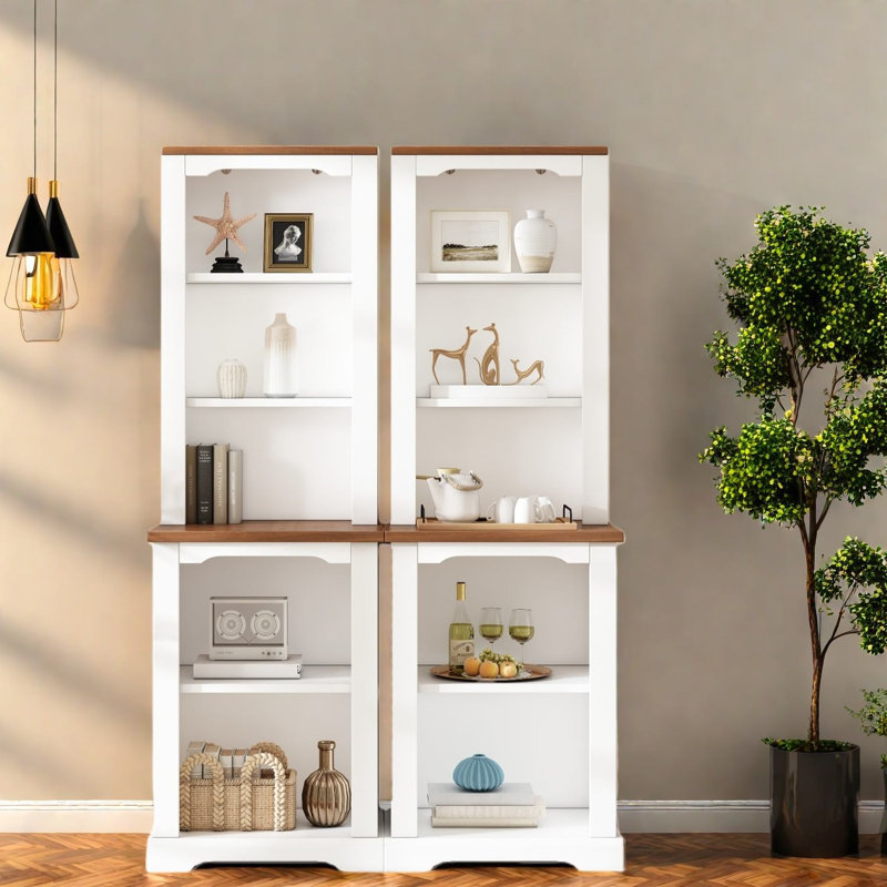 Spacious Storage Bookcases, Mdf Wood Modern Curved Shelves For Home