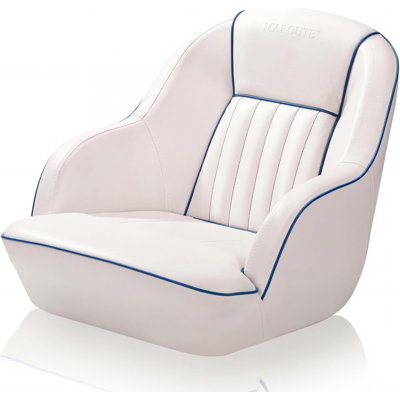 Pontoon Boat Seats with Thickened Sponge Padding, High Back Boat Captains Chair with Ergonomic Backrest, Wide Captains Chair for Fishing, Sightseeing, Speedboat, Canoe - White Blue
