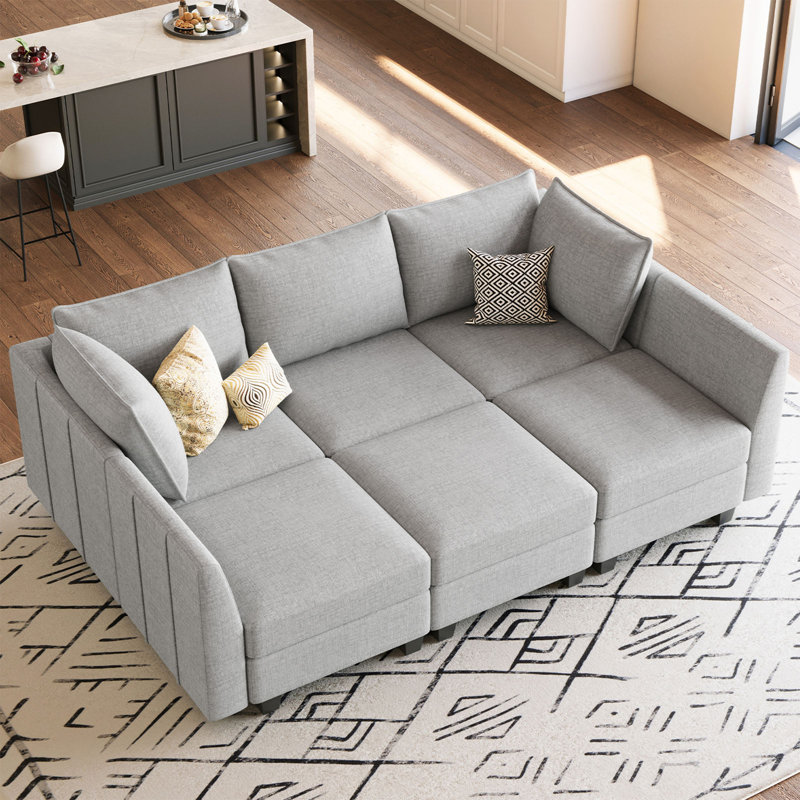 Canapé-lit modulaire convertible Aurora Chenille, H 36,2 po x l 87 po x P 59,8 po, Gris chenille