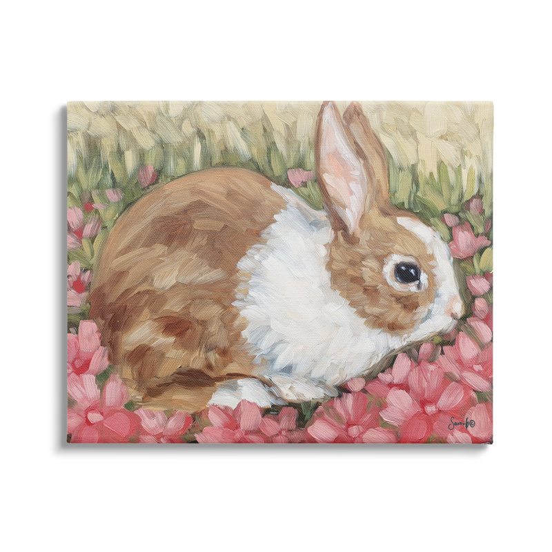 «Bunny Pink Spring Blossoms» par Sara G. Designs - peinture sur toile tendue, H 16 po x l 20 po x P 1,5 po