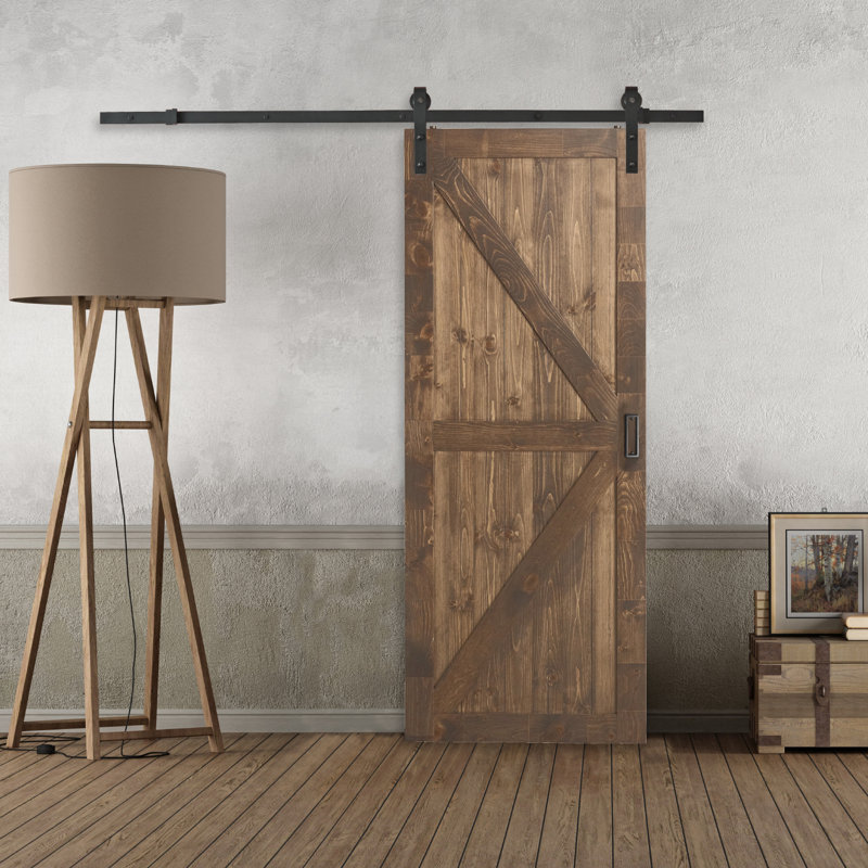 Matte Black Steel Barn Door Hardware Kit with Exposed Rollers