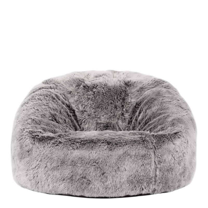 Kids Classic Luxury Faux Fur Bean Bag, Arctic Wolf Grey