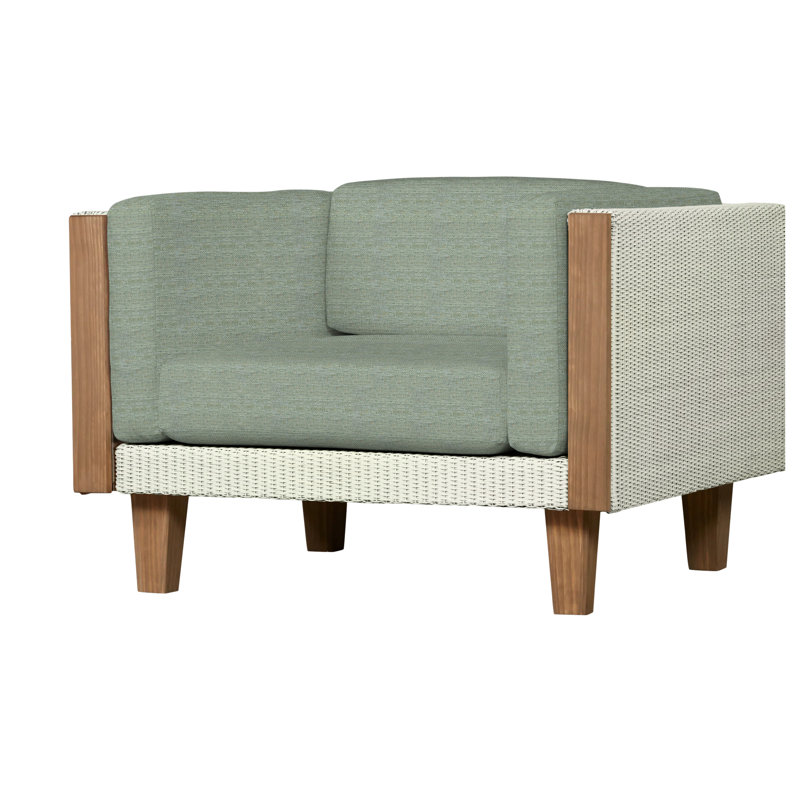 Catalina Outdoor Teak Lounge Chair, Loveboat Mint, Antique White