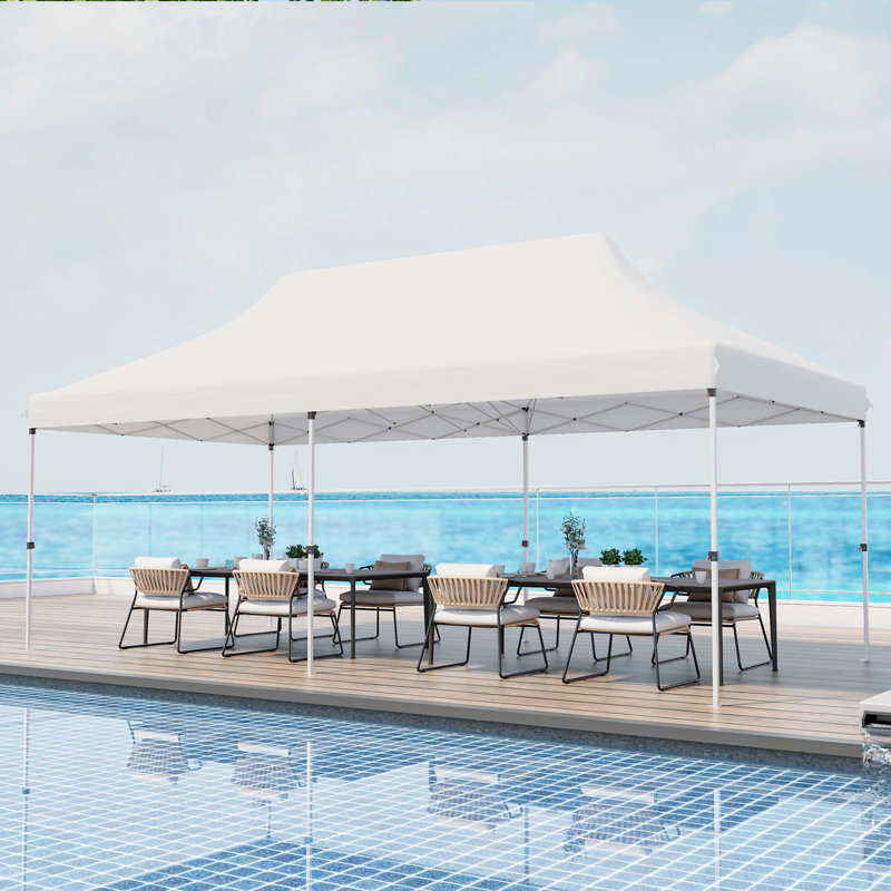 Costway 10 X 20 Ft Pop-up Canopy Upf50+ Sun Protection Tent With Carrying Bag Blue, White