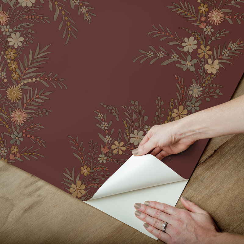 Posy Cranberry Peel and Stick Wallpaper