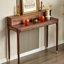 Console ronde en bois de noyer massif-1885759902