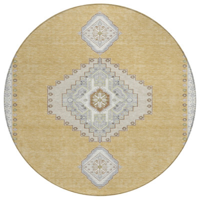Elira Gold Washable Indoor-Outdoor Rug - 
