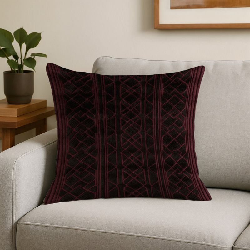 Coussin décoratif intérieur et extérieur beige Trellis, Treillis brun 39, Carré Carré 18 po