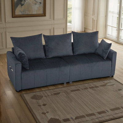 82Inch Dual-Tone Love Seat Medium-Soft Sofa with Pillows