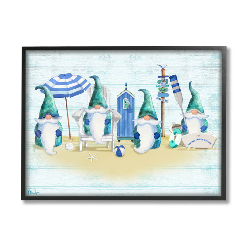 Scène nautique de gnomes, giclée par Paul Brent, Giclée encadrée noir minuit, H 11 po x l 14 po x P 1,5 po