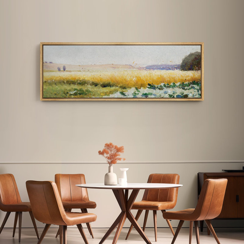 «Rustic Countryside Golden Wheat Field Country Landscape», reproduction d'art sur toile, H 20 po x l 60 po, Naturel