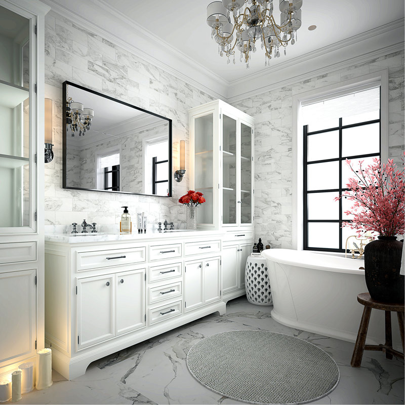 Miroir mural 40X30inch pour salle de bain, Horizontale, Black, 30 po x 40 po