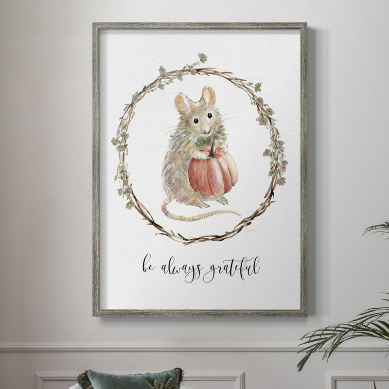 Harvest Home Mouse Framed Print - Solid Wood, 11" H x 9" W