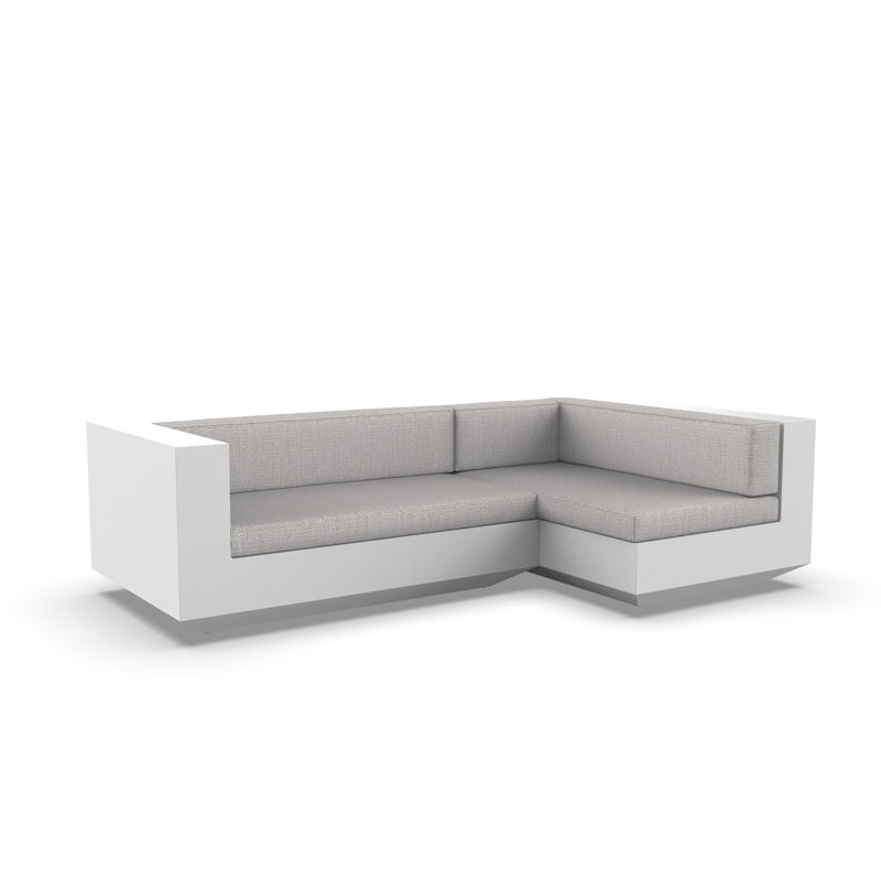 Vela 102.25" Wide Outdoor Reversible Patio Sectional with Cushions, Right Hand Facing, White, White