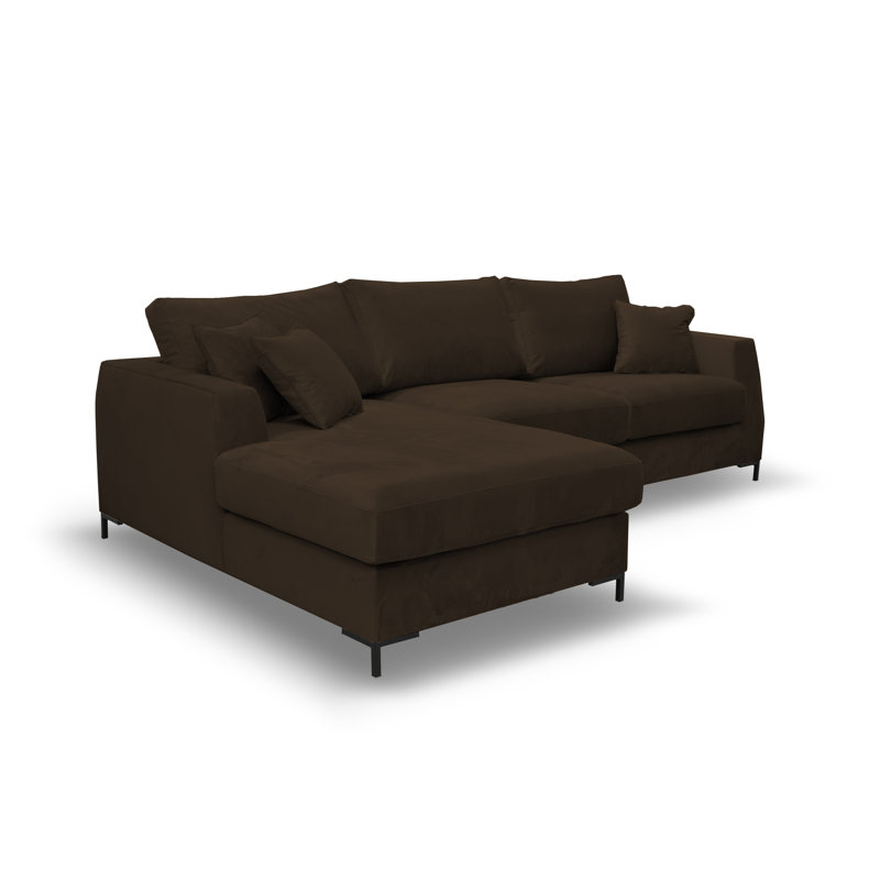 Inwood 4 Seater Corner Sofa , Left Hand Facing, Dark brown 100 % polyester