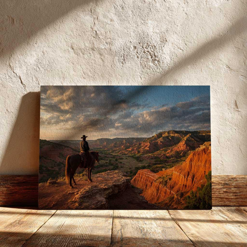 «Palo Duro Canyon Cowboy», reproduction d'art sur toile - Texas Ranch, H 20 po x l 30 po