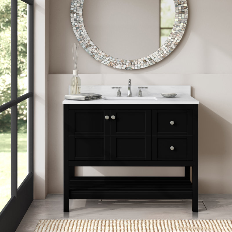 Krish 42'' Single Bathroom Vanity with Top, Black