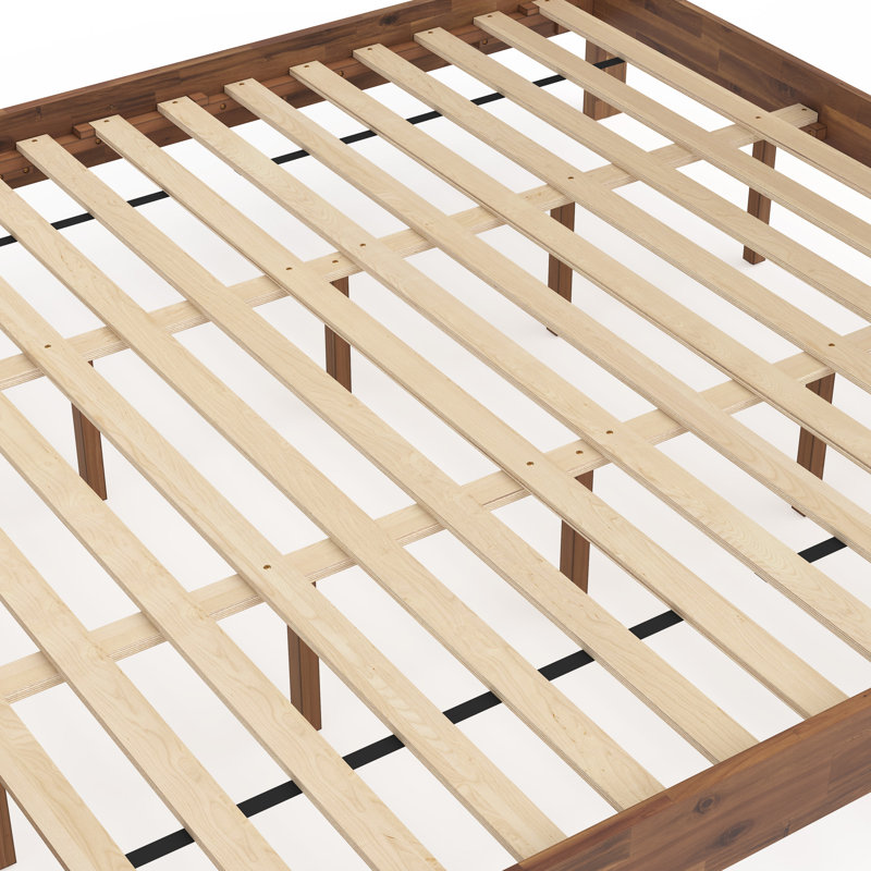 Solid Wood Bed Frame With Headboard, Cherry, King