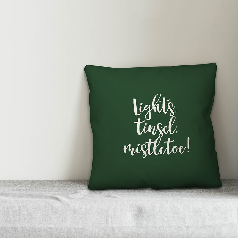  Coussin décoratif Lights, Tinsel, Mistletoe, Housse de coussin, Vert foncé