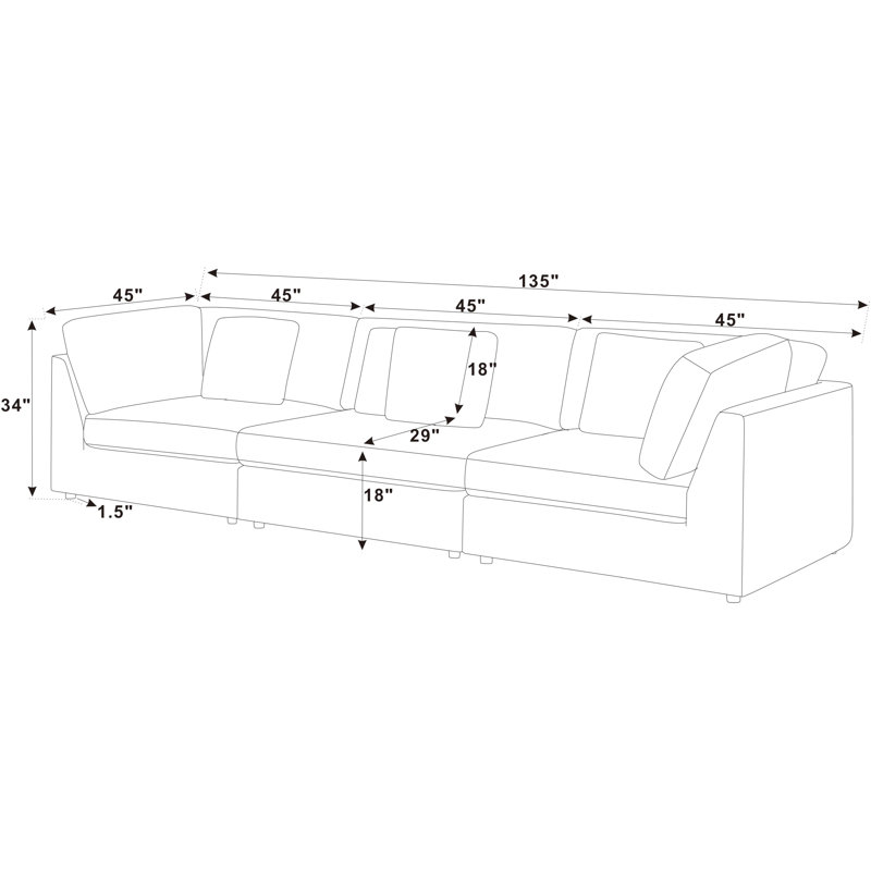 Buzby 135'' Corduroy Sofa, Beige