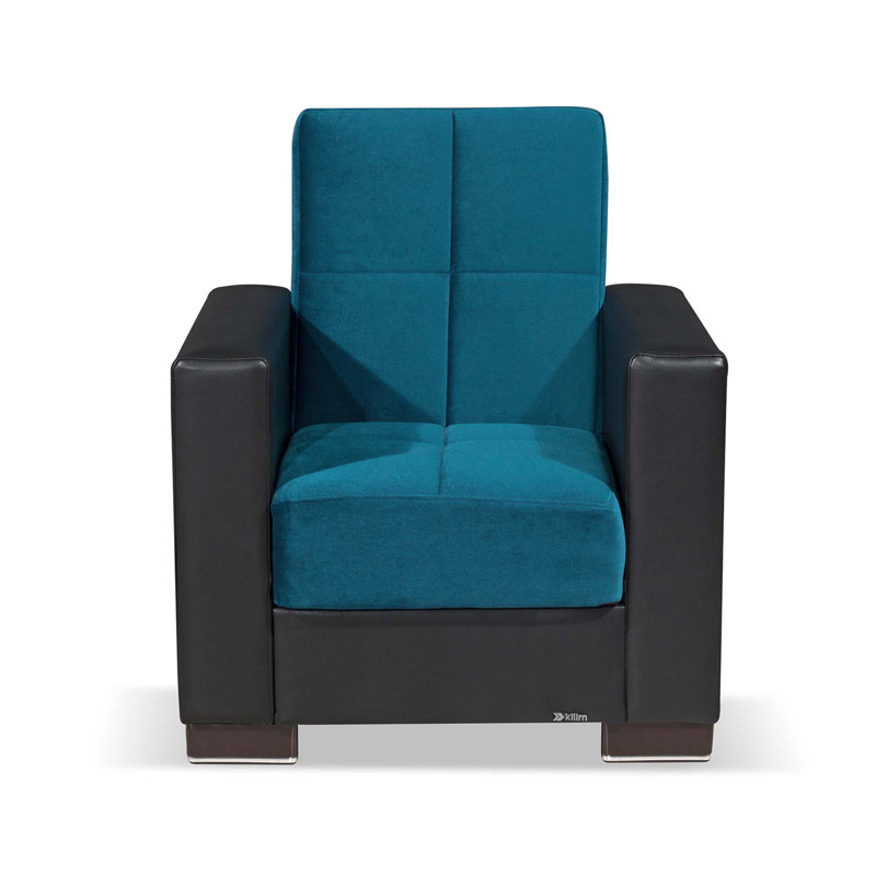 Armada Fabric Upholstered 31" Armchair Sleeper with Storage – Firm Support Seating for Small Spaces, 35" H x 36" W x 27" D