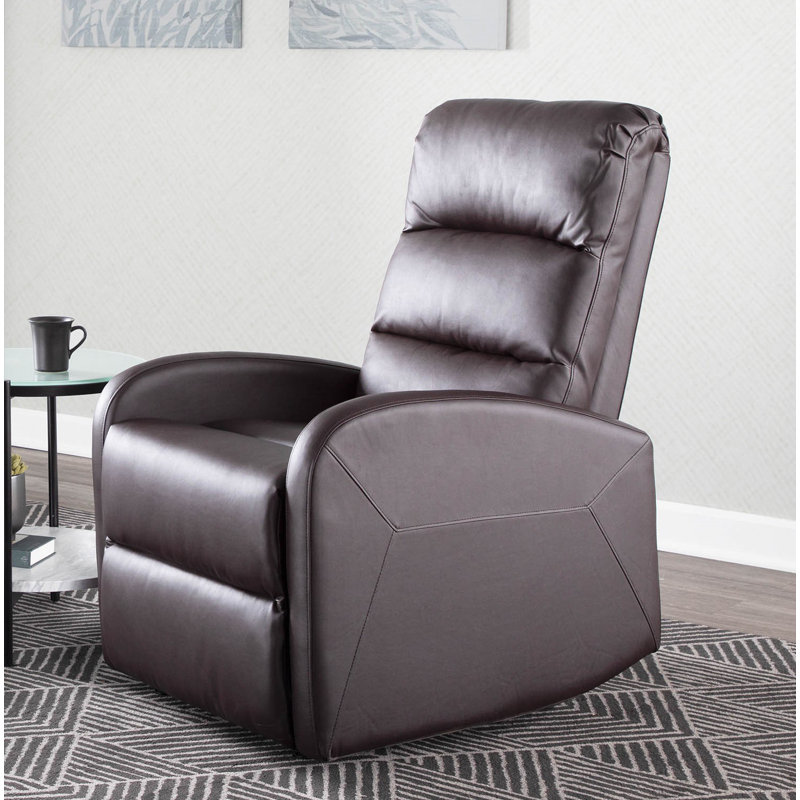 Vadys Faux Leather Recliner, Brown Faux Leather