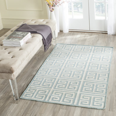 Tapis géométrique tissé à la main à motif banane en soie / laine / coton Rodgers