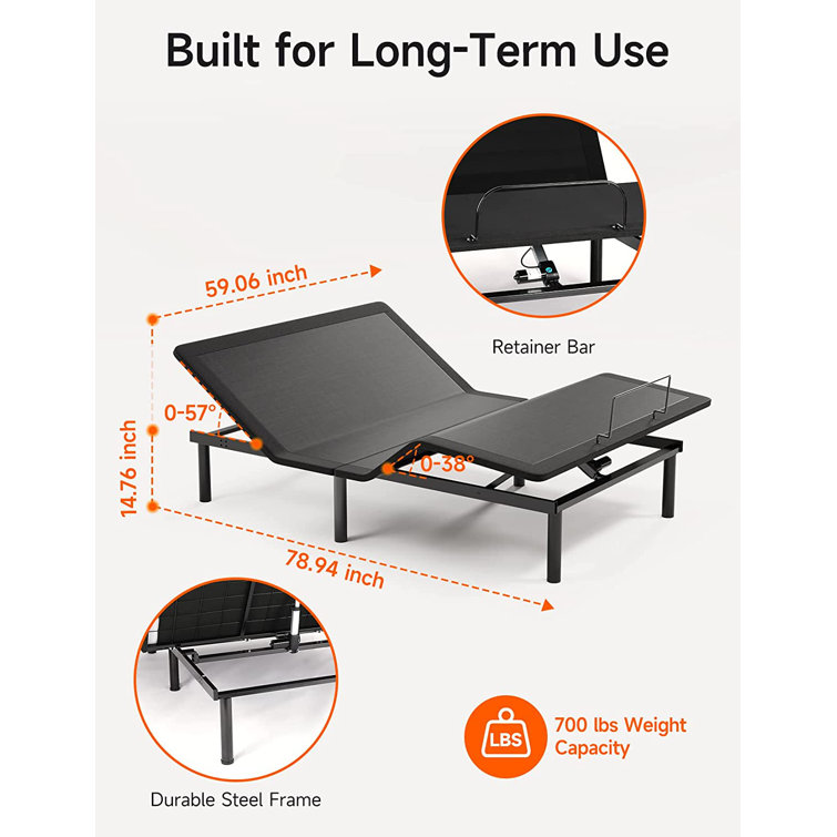 Potwin Zero Clearance Adjustable Bed Frame with Wireless Remote