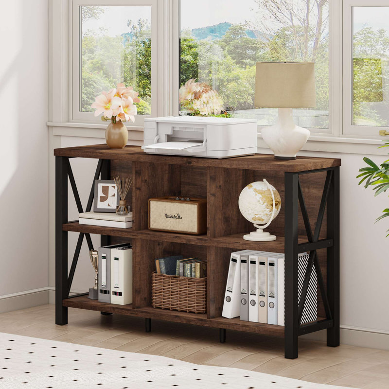Bibliothèque en bois Guinna, Brun rustique, 6 cubes