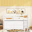 Lit mezzanine simple avec bureau portatif et tablettes, blanc, lit en bois massif amélioré pour la chambre à coucher, rangement pratique rétractable-1683309011-1683309008