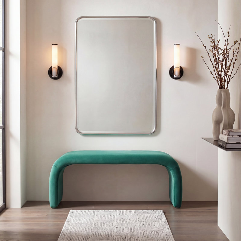 Andee Velvet Upholstered Bench, Emerald Velvet