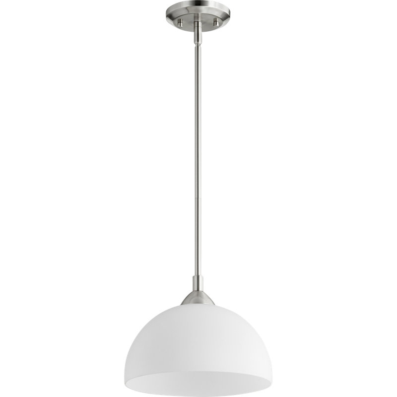 Luminaire suspendu en forme de dôme à 1 lumière Brophy, Nickel satiné