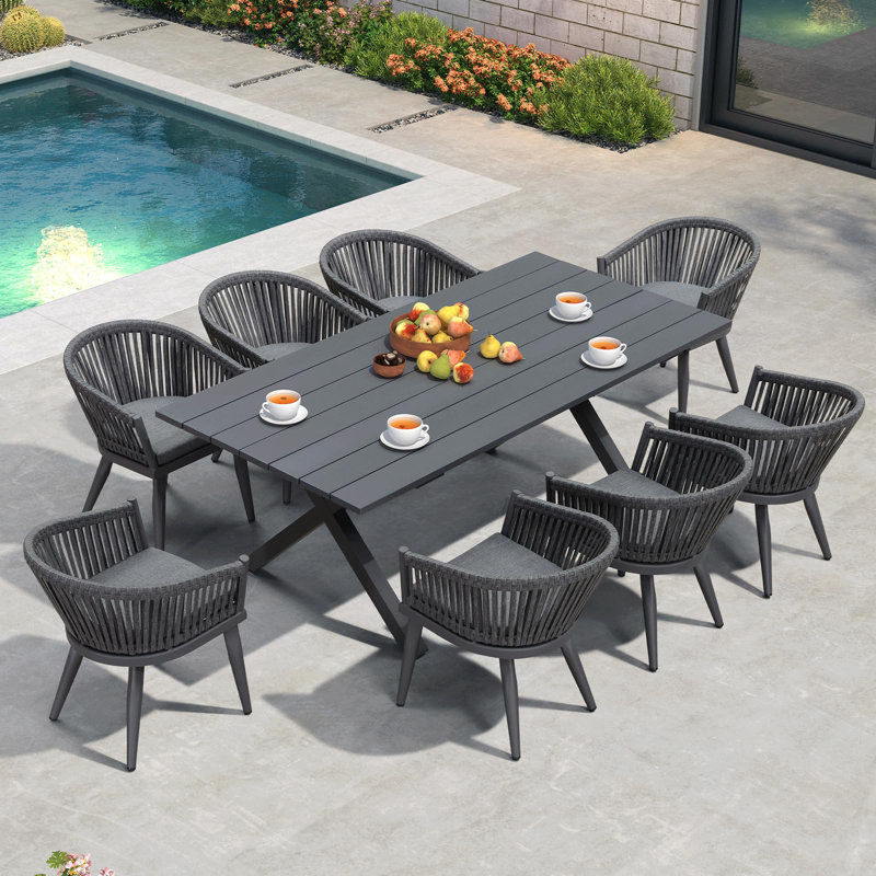 Ensemble repas rectangulaire avec coussins, 8