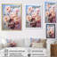 Beige, roses roses et Burgeon sur toile-152554462-152554461