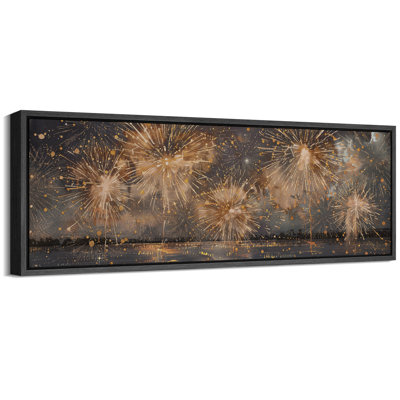 Feux d'artifice horizontal, art mural encadré, impression de feu d'artifice du 4 juillet ou du Nouvel An