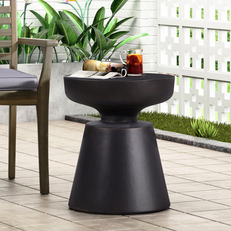 Table d'appoint de patio en béton léger, cuivre, moderne et élégant, sans assemblage, finition en cuivre peu encombrante, fonctionnel élégant, assemblage