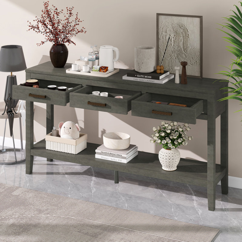 Console à 3 tiroirs avec 1 tablette, design minimaliste moderne pour un rangement élégant et une présentation dans n'importe quelle pièce