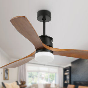 Bilon 52" Classic Wood Ceiling Fan with LED Light Kit, 3 Light Tone and 3 Fan Speed Remote Control