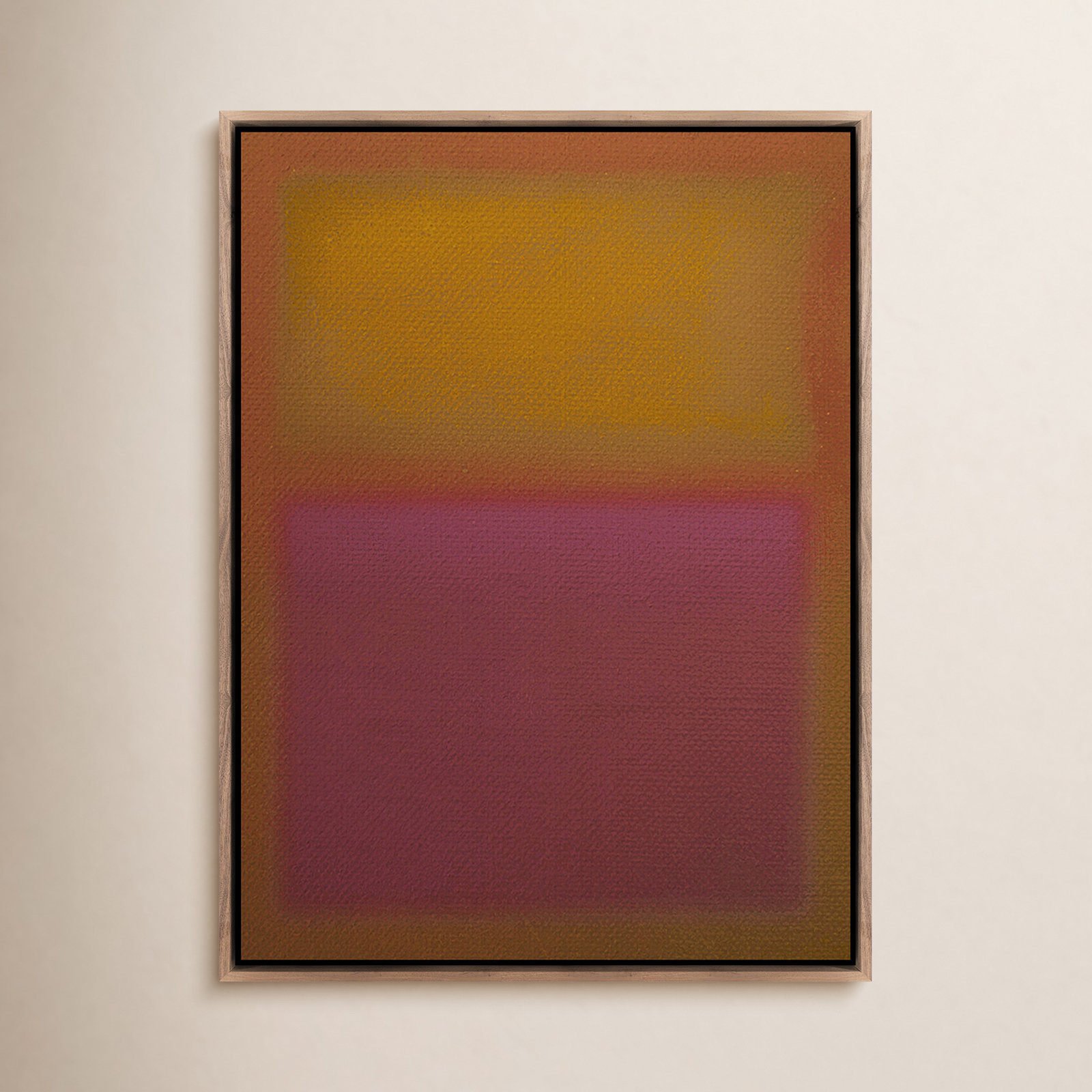 Composition Deep by Charles Stuart, Red/Orange, 40" H x 30" W x 2" D, Dark Brown