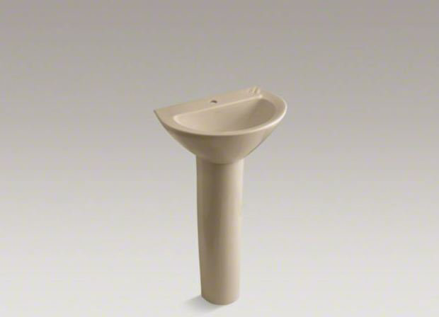 Parigi® Ceramic 20" Pedestal Bathroom Sink, Biscuit, Single