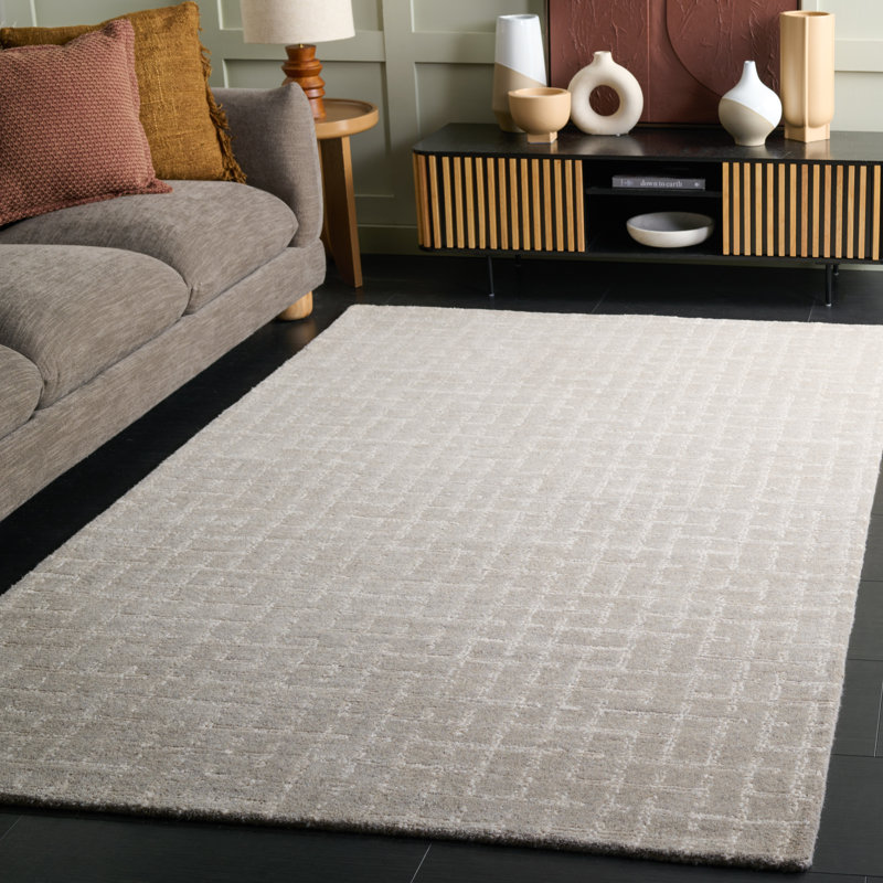 Tapis d'intérieur en laine touffeté à la main Ebony, Rectangle de 5 pi x 8 pi