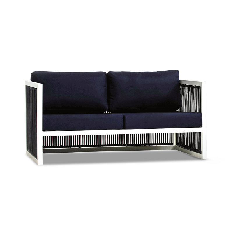 Imola Outdoor 2 - Seat Loveseat, Navy, White/Black