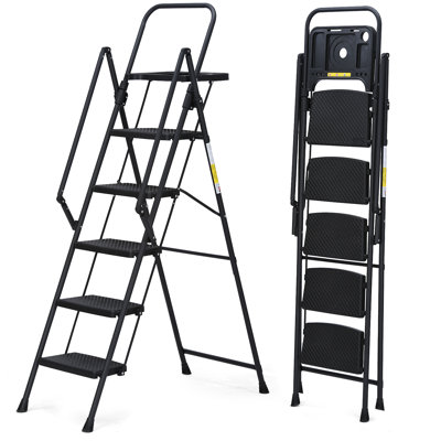 5 - Step Iron and Plastic Lightweight Folding Step Ladder