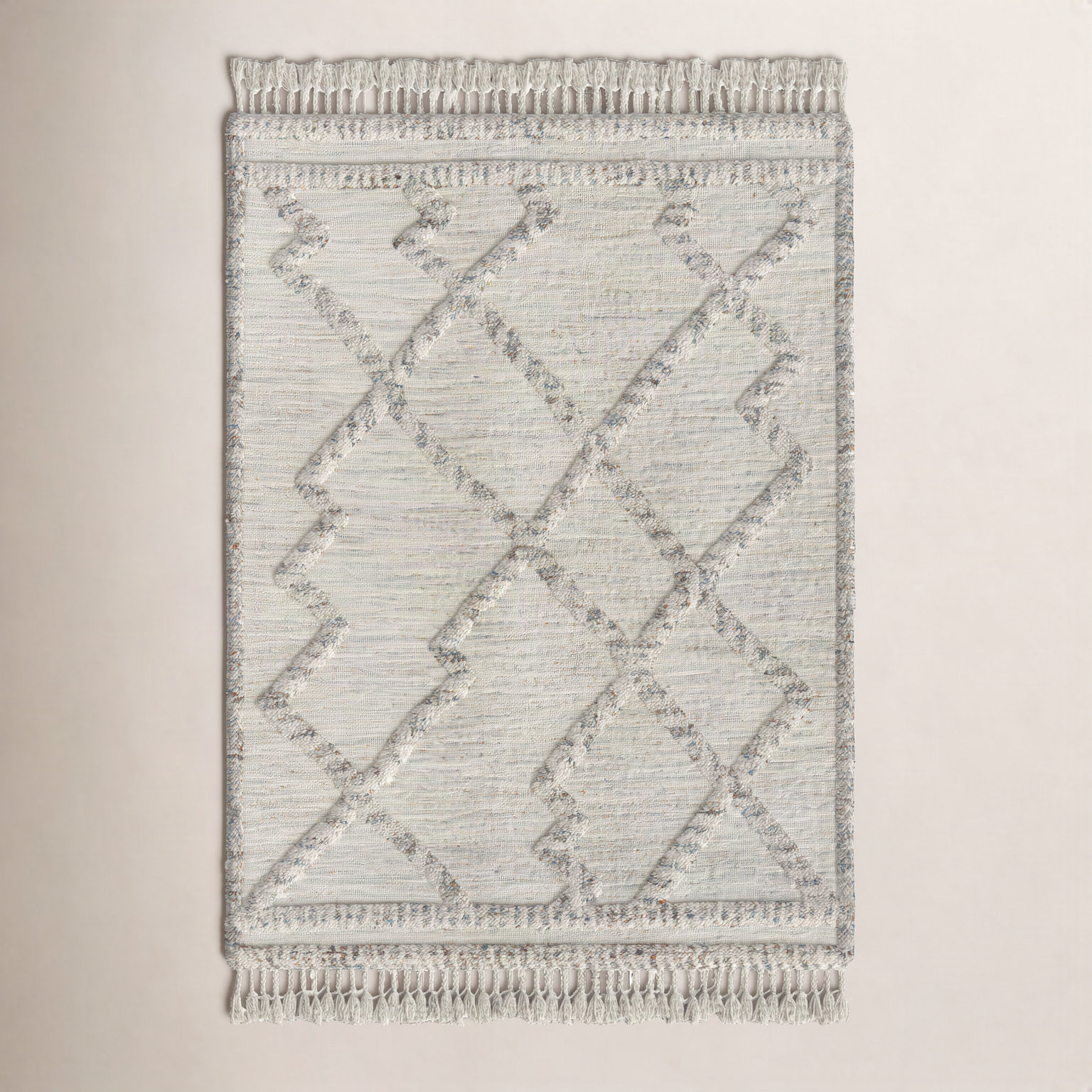 Leanna Hand-Knotted Ivory Moroccan Rug, Rectangle 2' x 3'