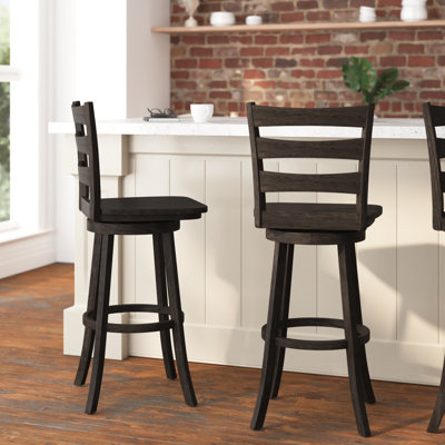Laurel Ladderback Wooden Swivel Dining Stool With Footrest by Taylor & Logan