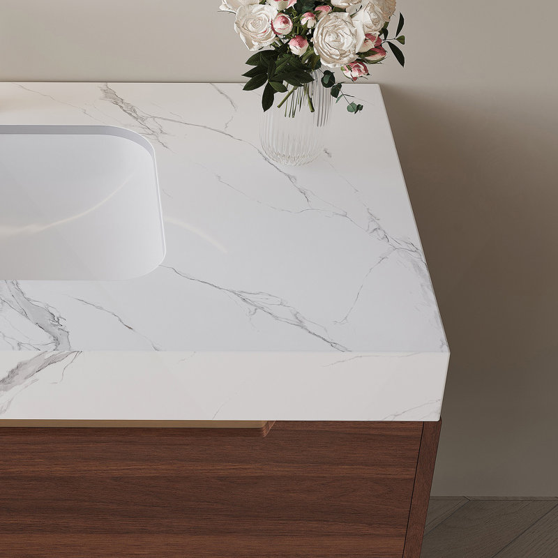 Meuble-lavabo de salle de bain avec lavabo encastré, rangement 4 tiroirs